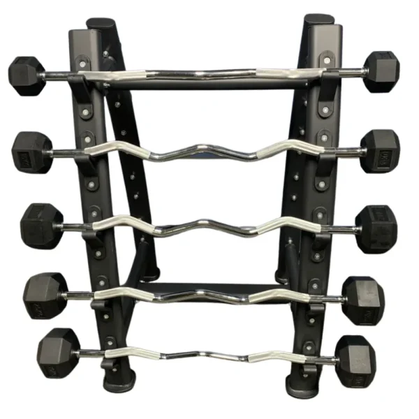 Set de Barras Curl de Peso fijo + Rack Harbinger